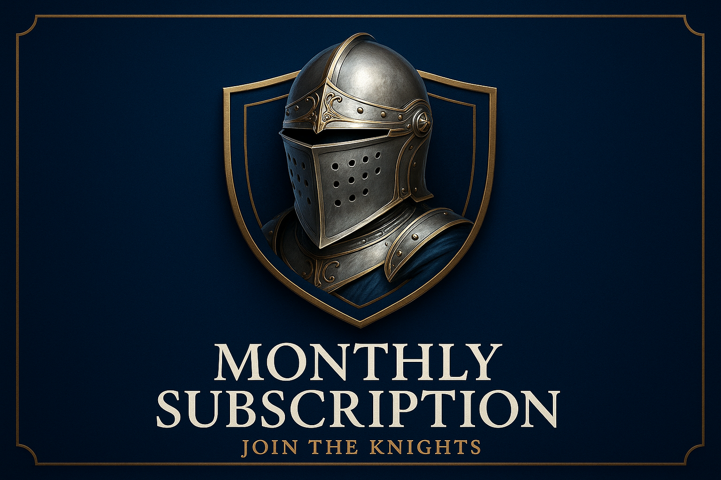 Monthly subscription banner with knight's helmet and "Monthly Subscription" text