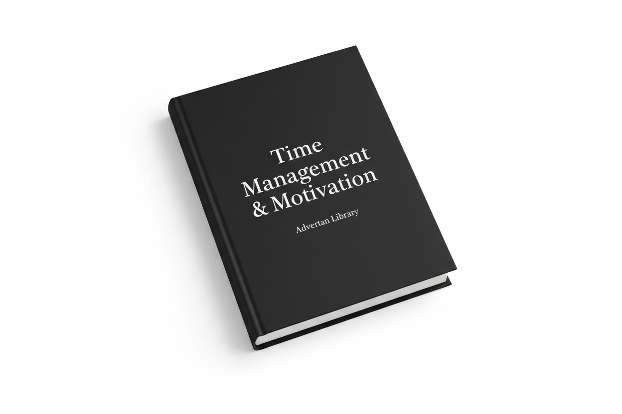 Black book white background title and Advertan library on cover only