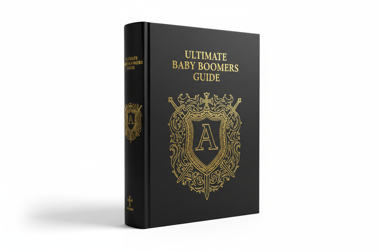 (Black book white background) Ultimate Baby Boomers Guide (advertan library book)