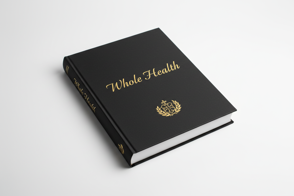 Black book with white background without “a guide to complete wellbeing"
