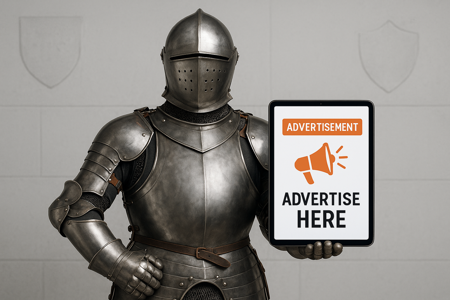 Knight with digital tablet